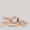 Grundy's Shoes Revere Nagoya beige leather sandal with adjustable straps, gold hardware, and cushioned footbed.