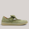 Grundy's Shoes Think 001290 sage green nubuk leather Mary-Jane shoe with velcro strap and decorative bow detail