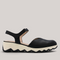 Grundy's Shoes Wonders 7601 black leather slingback sandal with a cushioned white EvoLight platform sole