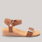 Grundy's Shoes Silver Lining Utica brown leather wedge sandals with dual velcro straps and contoured footbed