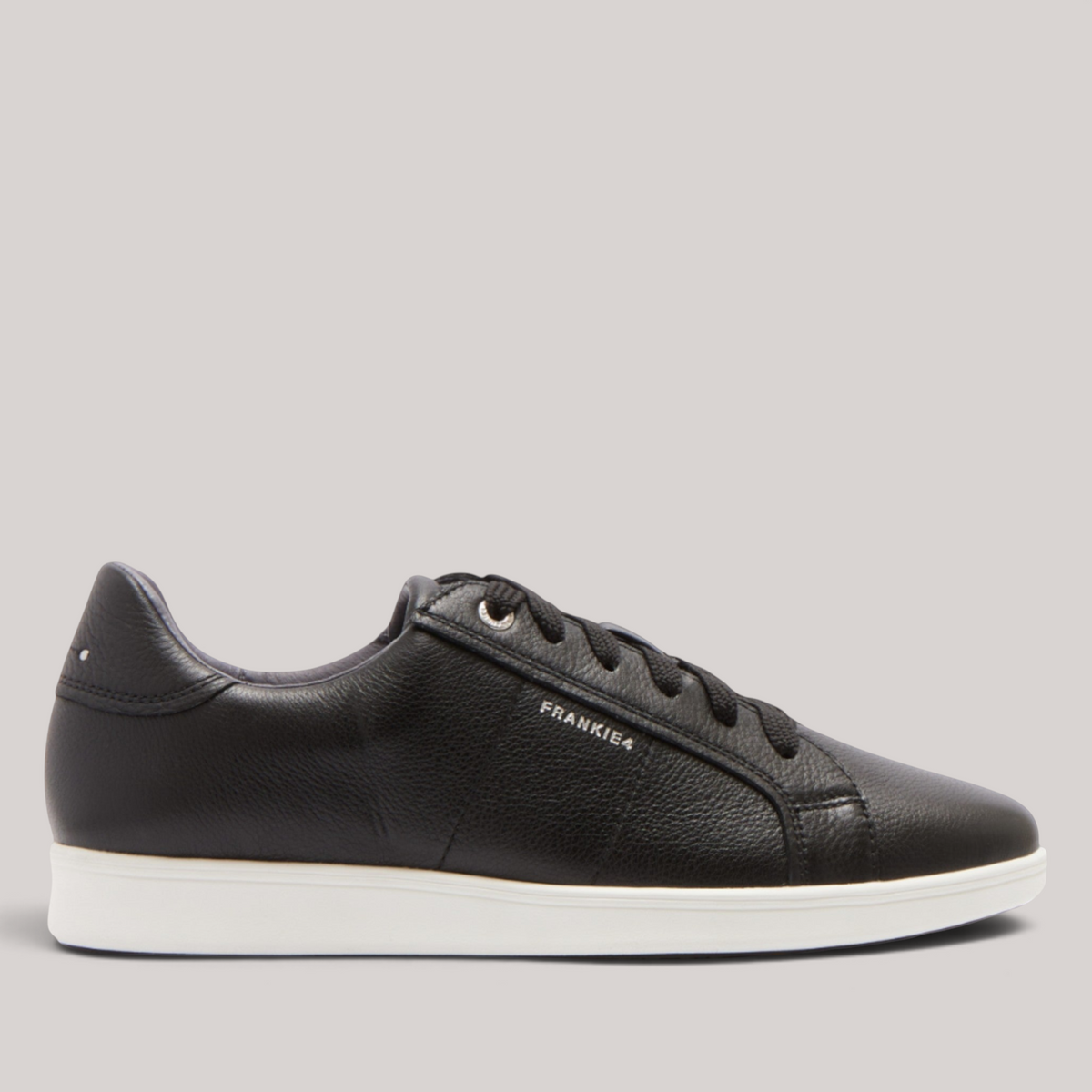 Grundy's Shoes FRANKIE4 Jackie V black leather sneaker with white sole and cushioned support system