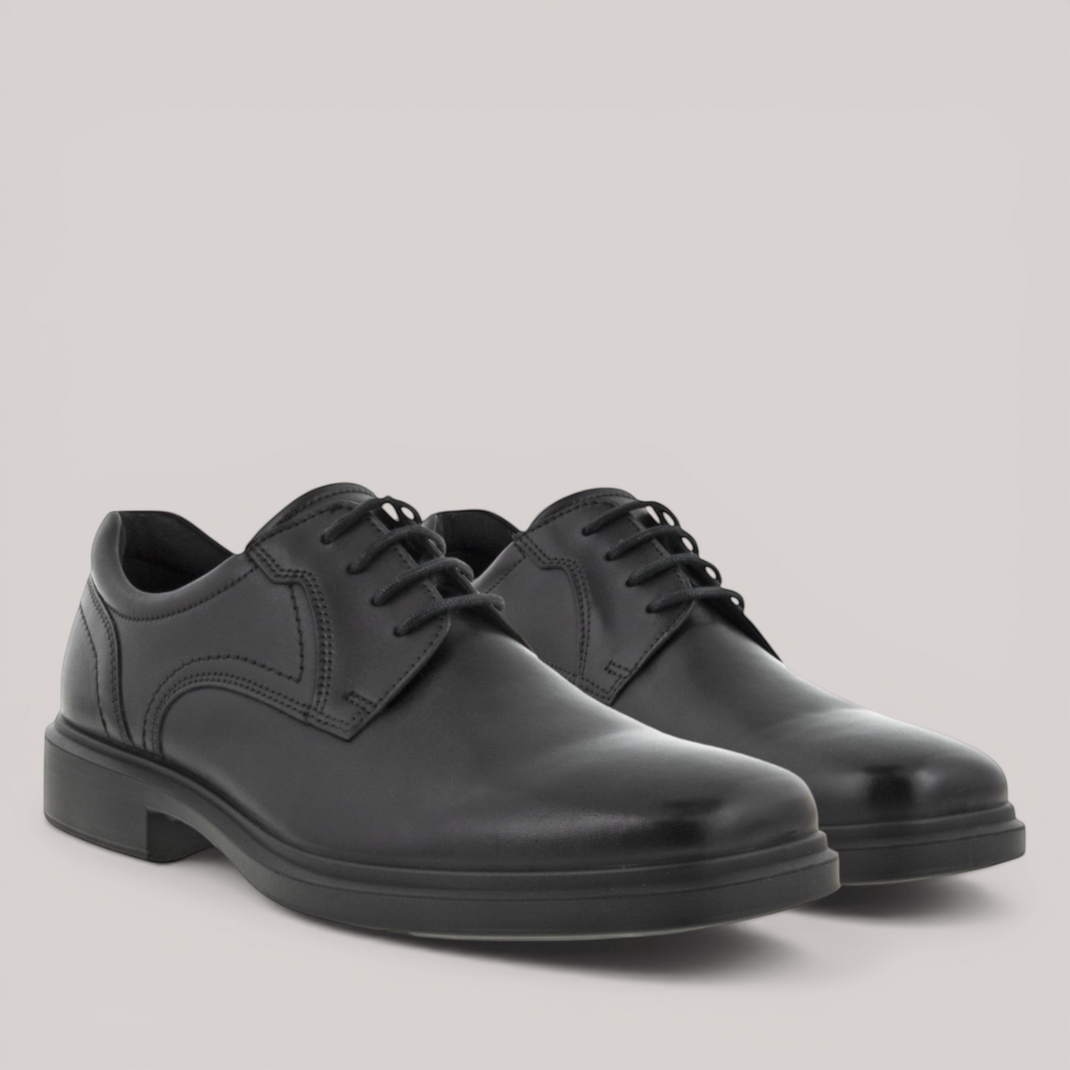 Grundy's Shoes ECCO Helsinki 2 black leather lace-up dress shoes with shock-absorbing soles and padded collar.