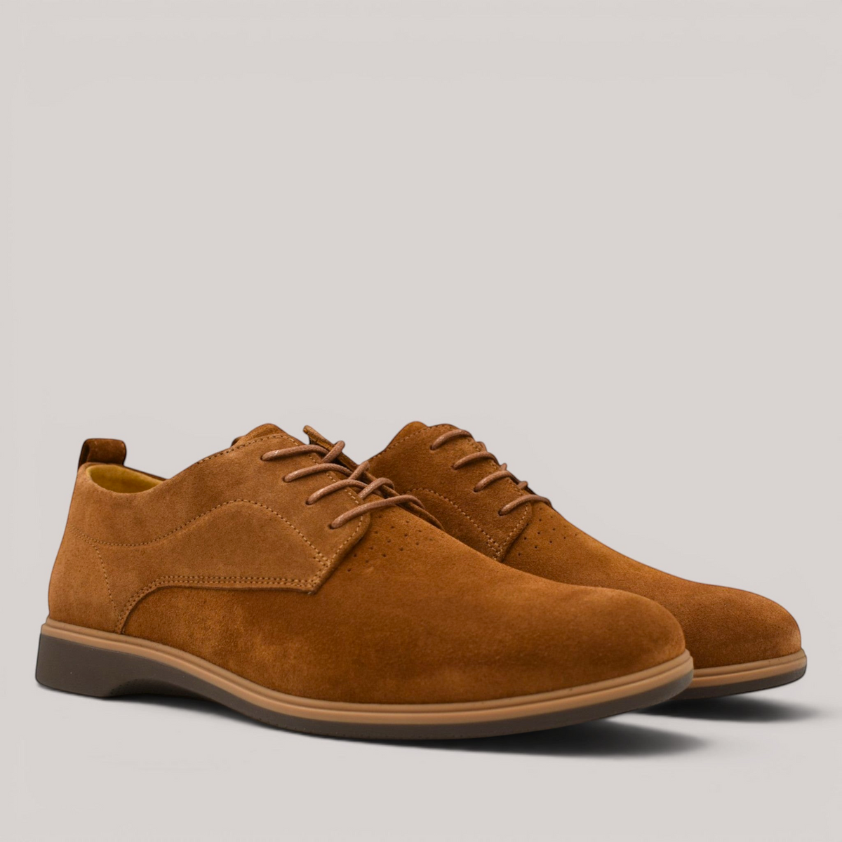 Grundy's Shoes Amberjack The Original brown Italian suede lace-up shoes with a durable TPU outsole.
