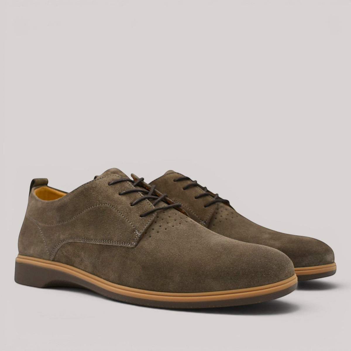 Grundy's Shoes Amberjack The Original brown Italian suede lace-up shoes with a durable TPU outsole.