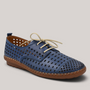 Grundy's Shoes Cabello Kroon blue perforated leather lace-up shoe with contrast stitching and rubber sole