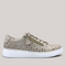 Grundy's Shoes Cabello Uptown taupe perforated leather sneaker with side zip and white textured rubber sole