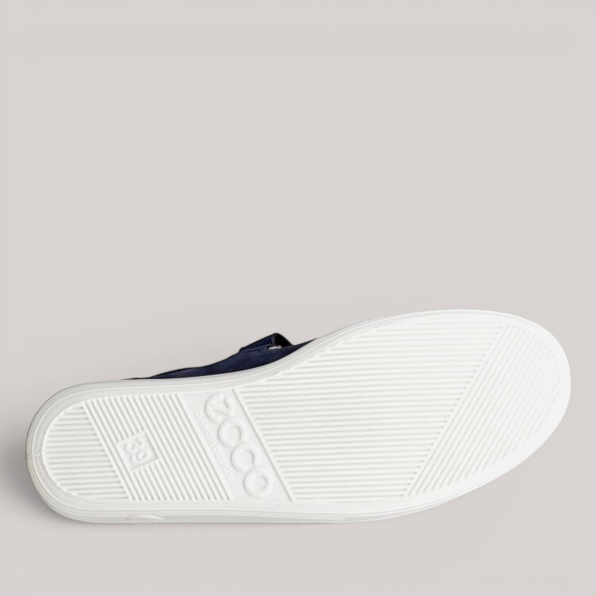 Grundy's Shoes ECCO Soft 2.0 Mary-Jane flat showing the white textured rubber outsole with branding
