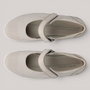 Grundy's Shoes ECCO Soft 2.0 grey leather Mary-Jane flats with a single strap closure and comfortable textile lining.