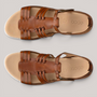Grundy's Shoes ECCO Flash brown leather sandals with woven strap design and cushioned footbed, top view