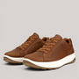 Grundy's Shoes ECCO Byway 2.0 brown leather sneakers with white cushioned soles and textile laces.