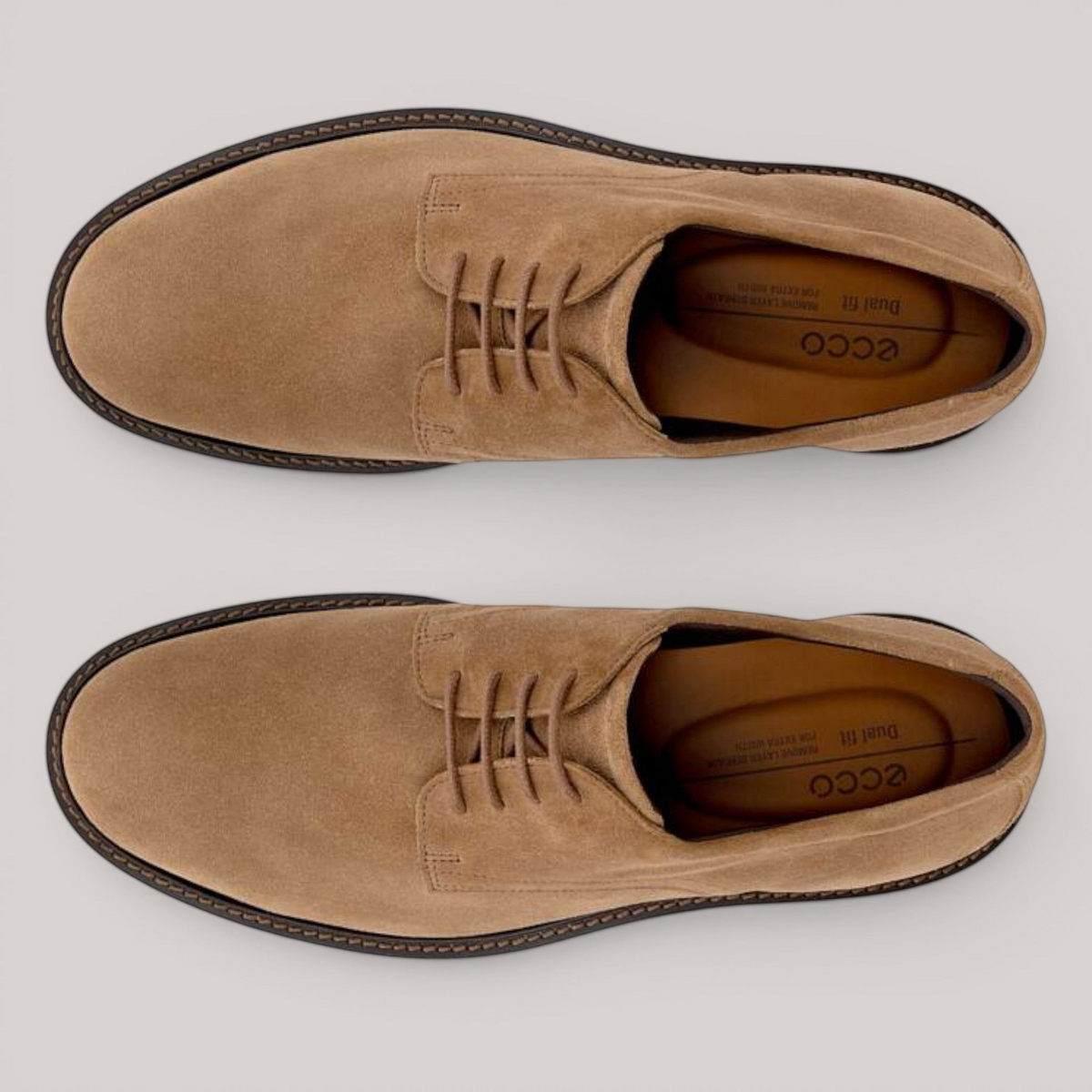 Grundy's Shoes ECCO Metropoloe London tan suede derby shoes with lace-up closure and dual fit insoles