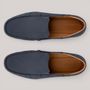 Grundy's Shoes ECCO S Lite Moc navy blue perforated leather slip-on loafers with tan leather interior lining