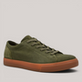 Grundy's Shoes ECCO Soft 10 men's olive green suede lace-up sneaker with a durable gum rubber sole.