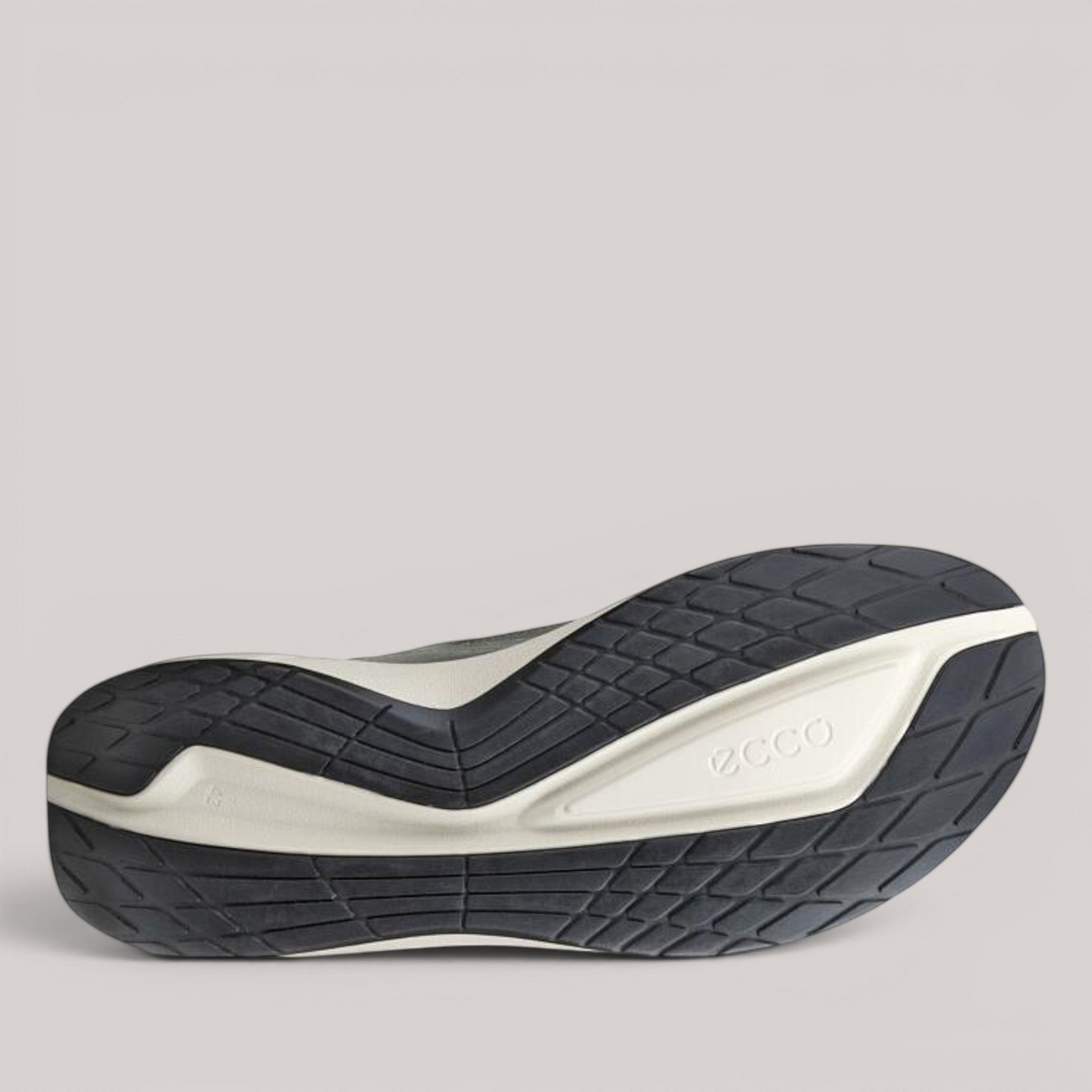 Grundy's Shoes ECCO Biom 2.2 men's sneaker showing the durable black rubber outsole with white midsole cushioning.