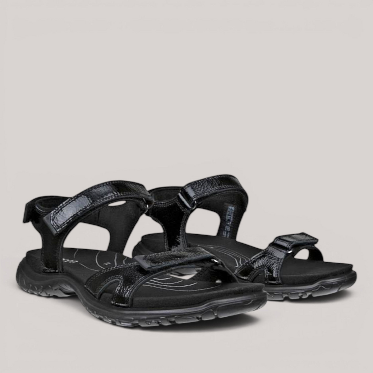 Grundy's Shoes ECCO Offroad Roam women's black sandals with adjustable velcro straps and durable outdoor sole