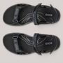 Grundy's Shoes ECCO Offroad Roam women's black sandals with adjustable straps and textured finish, top-down view.