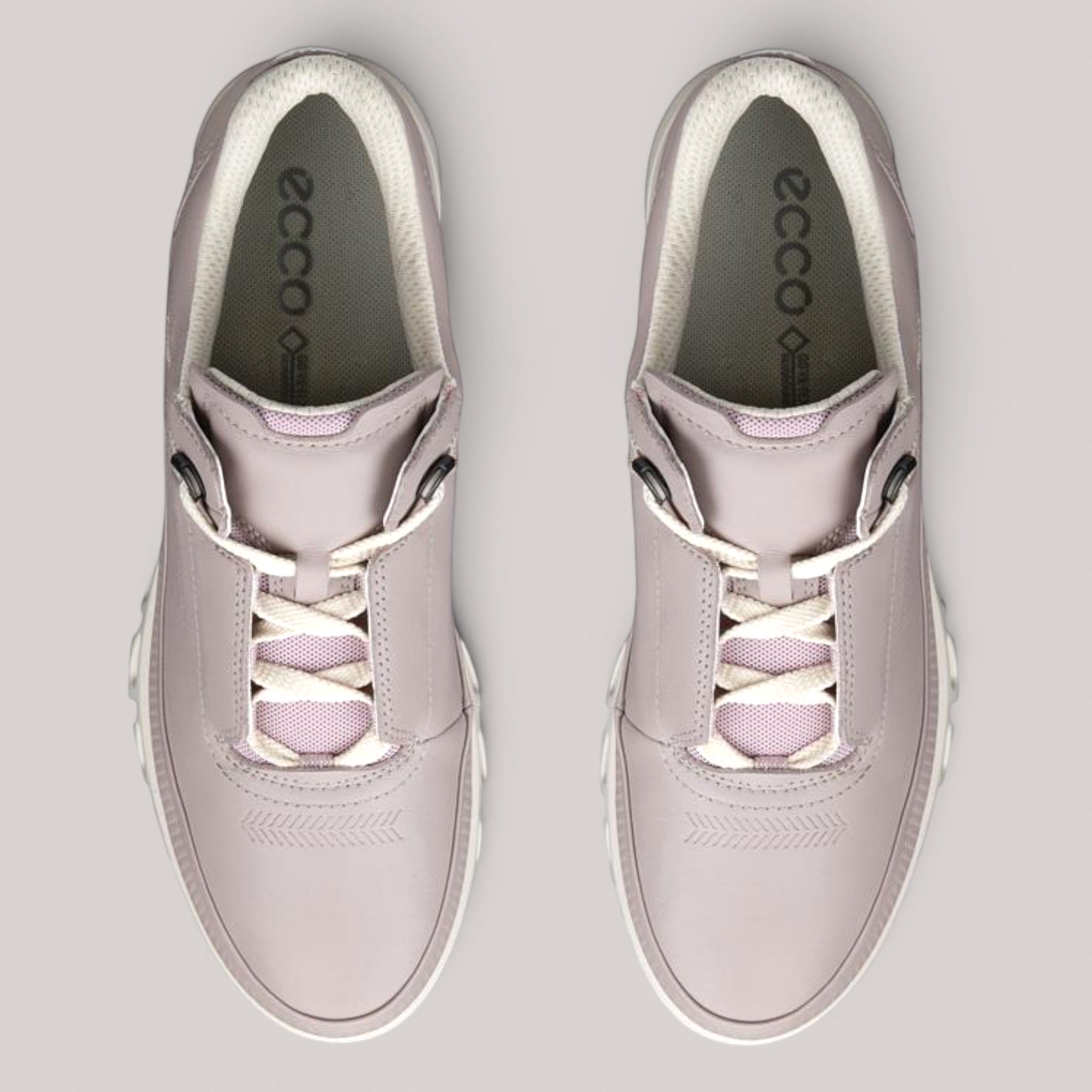 Grundy's Shoes ECCO Multi-Vent women's sneakers in mauve leather with GORE-TEX waterproofing and lace-up design.