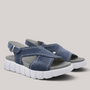 Grundy's Shoes Gabor 82891 blue nubuck crossover sandals with a cushioned footbed and chunky white sole.
