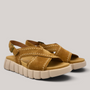Grundy's Shoes Gabor 82891 tan nubuck crossover sandals with chunky soles and secure velcro strap