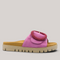 Grundy's Shoes Gabor 83745 pink nubuck leather slide sandal with a beaded buckle and contoured footbed.