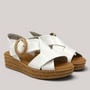 Grundy's Shoes Gabor 84556 white leather platform wedge sandals with crossover straps and decorative buckle