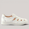 Grundy's Shoes Ganter white embossed leather sandal with adjustable strap, breathable lining, and cushioned sole.