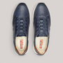 Grundy's Shoes Pikolinos Getafe navy blue leather trainers with elastic laces and white lightweight soles