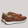 Grundy's Shoes Pikolinos Getafe brown leather trainers with perforated details, white sole, and elastic closure.