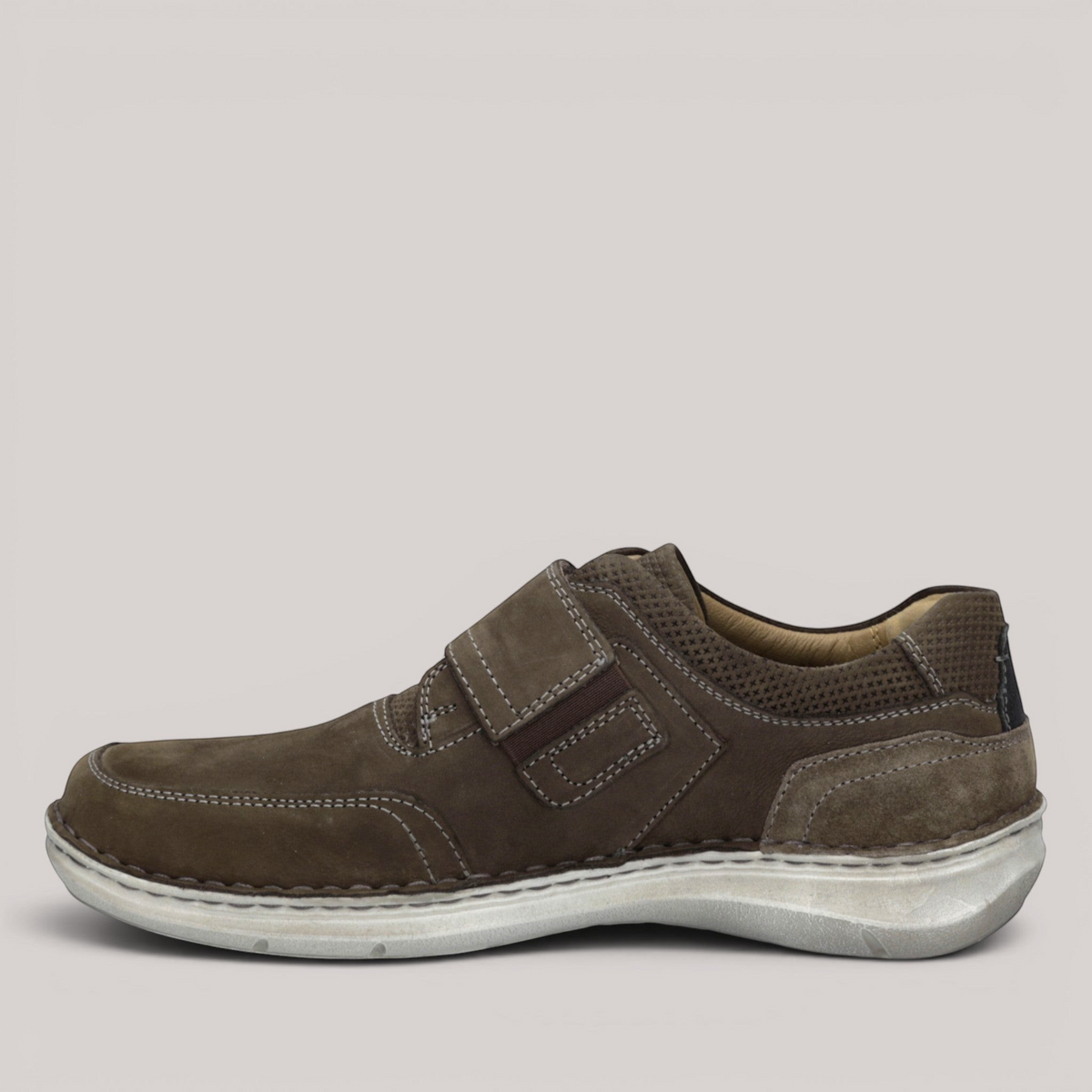 Grundy's Shoes Josef Seibel New Anvers 83 brown leather casual shoe with Velcro strap and durable stitched sole