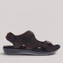 Grundy's Shoes Revere Montana II brown leather orthotic-friendly sandal with adjustable hook-and-loop straps