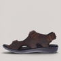 Grundy's Shoes Revere Montana II brown leather orthotic-friendly sandal with adjustable hook-and-loop straps