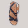 Grundy's Shoes Revere Nagoya black leather sandal with adjustable straps and gold hardware on a cushioned footbed.