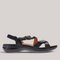 Grundy's Shoes Revere Nagoya black leather comfort sandal with adjustable straps and gold hardware side view