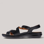 Grundy's Shoes Revere Nagoya black leather sandal with adjustable straps and cushioned footbed