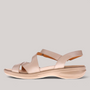 Grundy's Shoes Revere Nagoya champagne leather sandal with adjustable straps and a cushioned supportive footbed