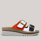 Grundy's Shoes Sala Oasis multi-coloured leather platform sandals with adjustable buckle straps and cushioned footbed.
