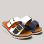 Grundy's Shoes Sala Oasis multi-coloured leather platform sandals with adjustable straps and cushioned footbeds