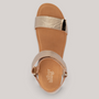 Grundy's Shoes Silver Lining Utica metallic gold leather sandal with dual velcro straps and contoured footbed