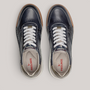 Grundy's Shoes Pikolinos Teide navy leather trainers with white laces, perforated details, and a lightweight sole.
