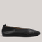 Grundy's Shoes Wonders 8661 black soft leather ballet flats with a rounded toe and back pull tab.