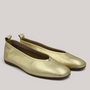 Grundy's Shoes Wonders 8661 metallic gold leather ballet flats with a rounded toe and cushioned MemoryGel insole.