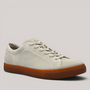 Grundy's Shoes ECCO Soft 10 men's sneaker in light grey suede with a contrasting gum rubber sole and lace-up closure.