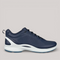 Grundy's Shoes navy blue DriTan™ leather men's athletic shoe with white midsole and blue sole.