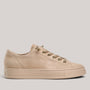 Grundy's Shoes Paul Green 4081 beige suede platform sneakers with elastic laces and gold-tone eyelets
