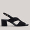 Grundy's Shoes Paul Green 6004 black suede slingback sandal with a block heel and adjustable back strap