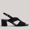 Grundy's Shoes Paul Green 6004 black suede slingback sandal with a block heel and adjustable back strap