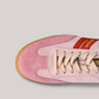 Grundy's Shoes Paul Green 5450 pink suede and leather sneaker with lace-up front and gum sole detail
