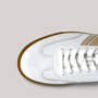 Grundy's Shoes Paul Green 5450 white leather sneaker with lace-up closure and gum sole detail