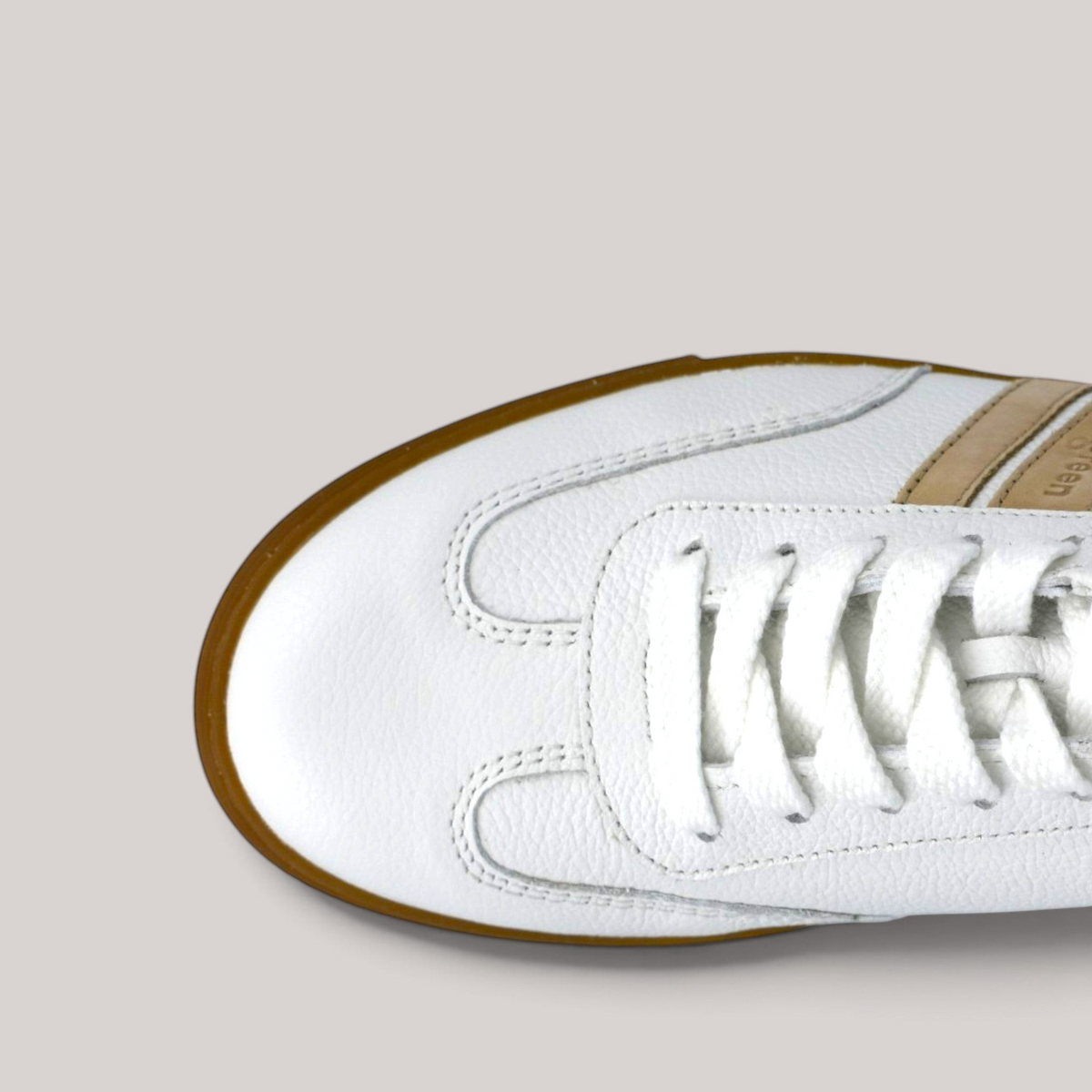 Grundy's Shoes Paul Green 5450 white leather sneaker with lace-up closure and gum sole detail