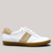 Grundy's Shoes Paul Green 5450 white leather sneaker with beige accents and a durable gum sole